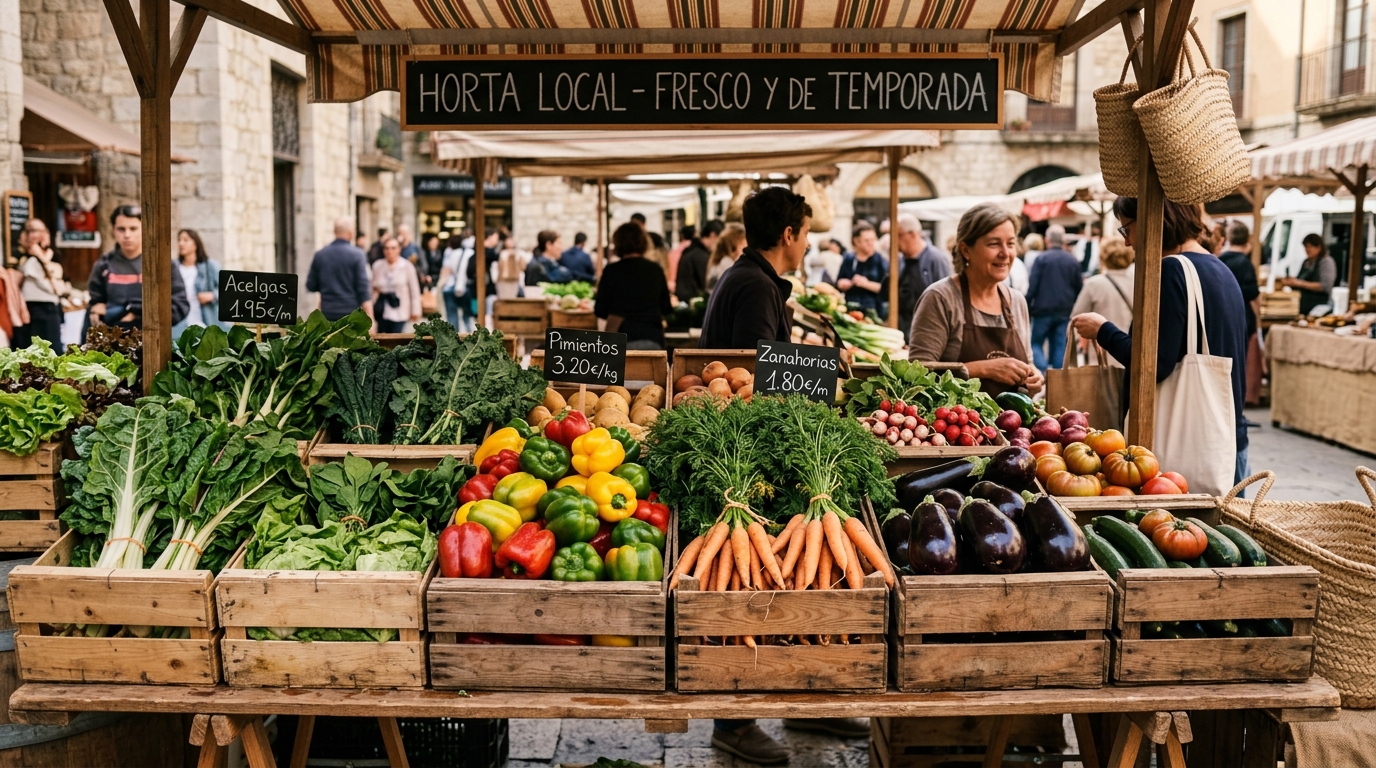 Variedad de verduras frescas de mercado local